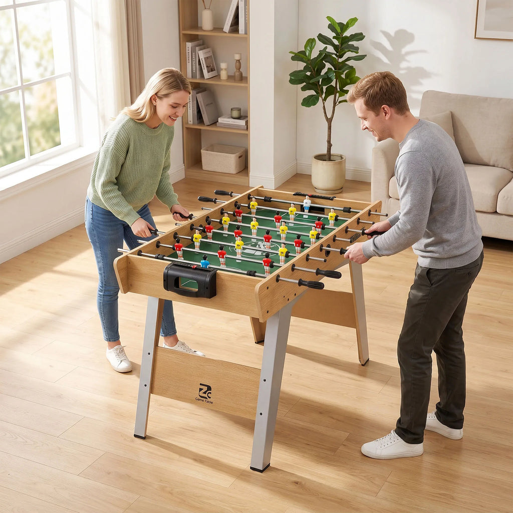 Stalo futbolas su 22 žaidėjais, vaikams nuo 7 metų, 121 x 87 x 77 cm, natūralaus medžio spalvos