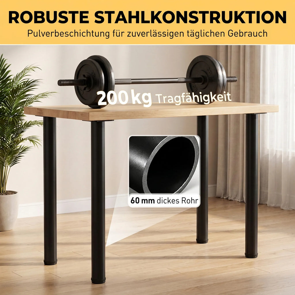 200 kg apkrovos riba ir kojų sienelės storis pavaizduoti infografikoje