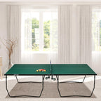 Stalo teniso stalas Stalo teniso rinkinys, sulankstomas, 8 ratukai, su raketėmis ir kamuoliukais, 274 cm x 152,5 cm x 76 cm, žalias