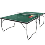 Stalo teniso stalas Stalo teniso rinkinys, sulankstomas, 8 ratukai, su raketėmis ir kamuoliukais, 274 cm x 152,5 cm x 76 cm, žalias