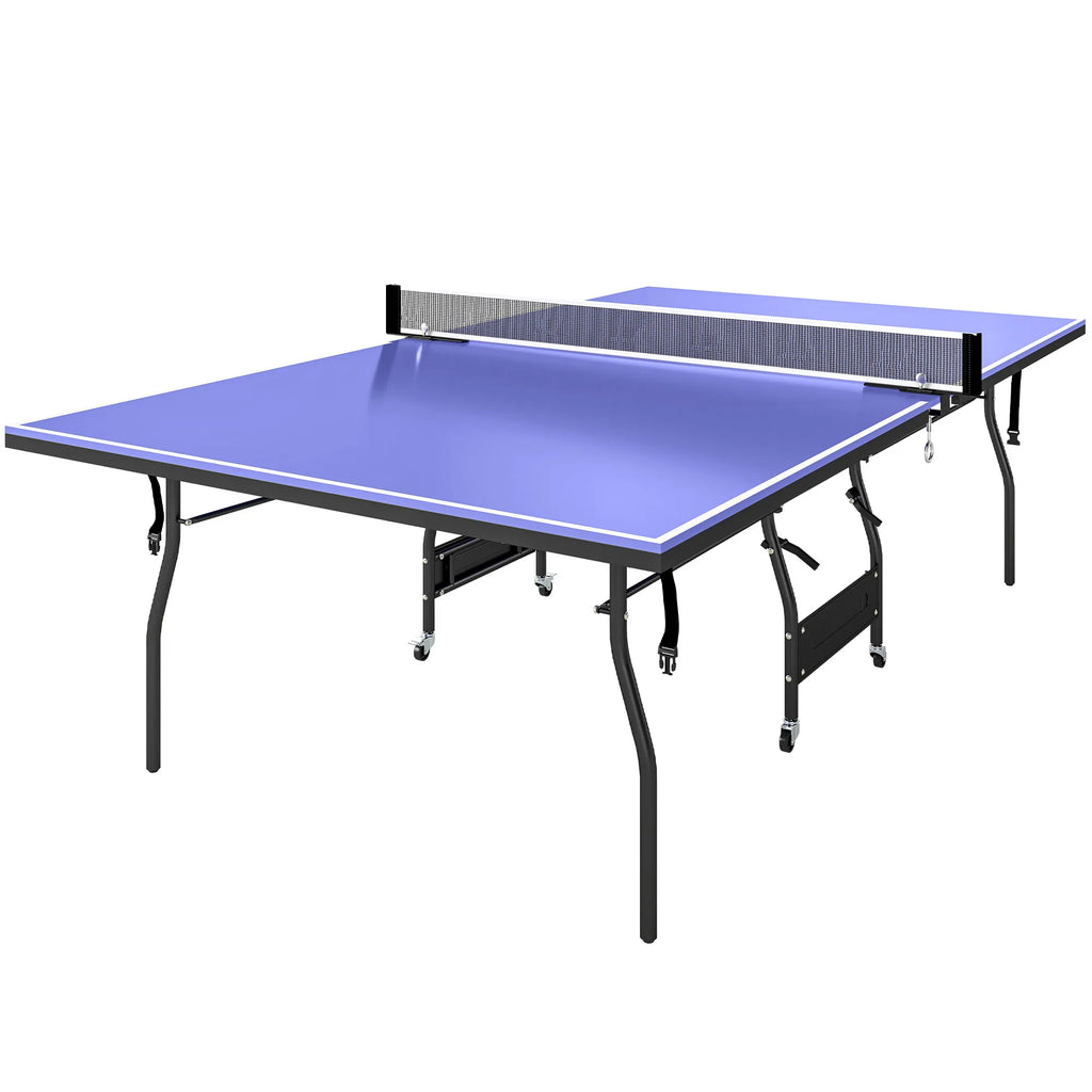 Stalo teniso stalas sulankstomas su tinklu ir raketėmis 274x153 cm mėlynas