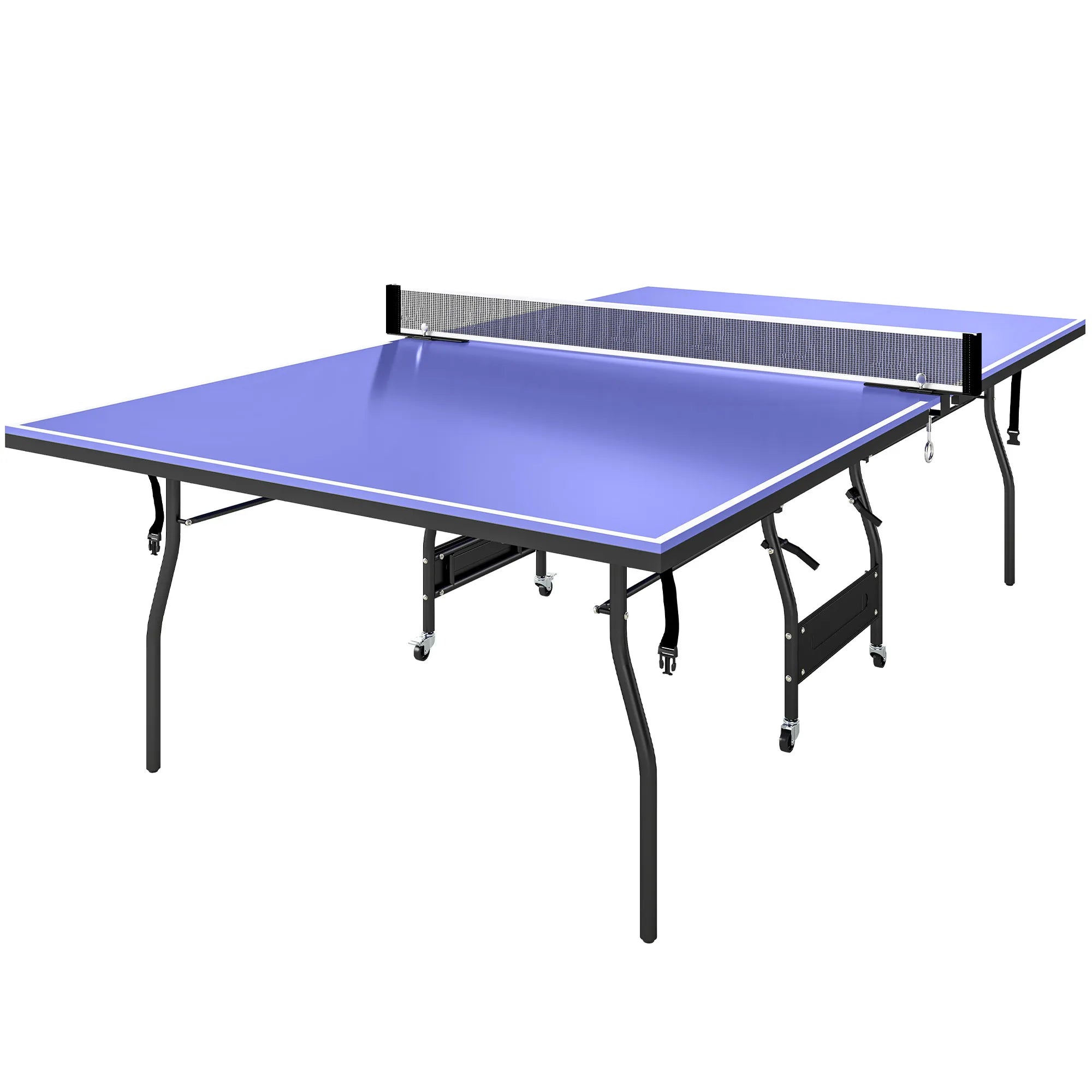 Stalo teniso stalas sulankstomas su tinklu ir raketėmis 274x153 cm mėlynas