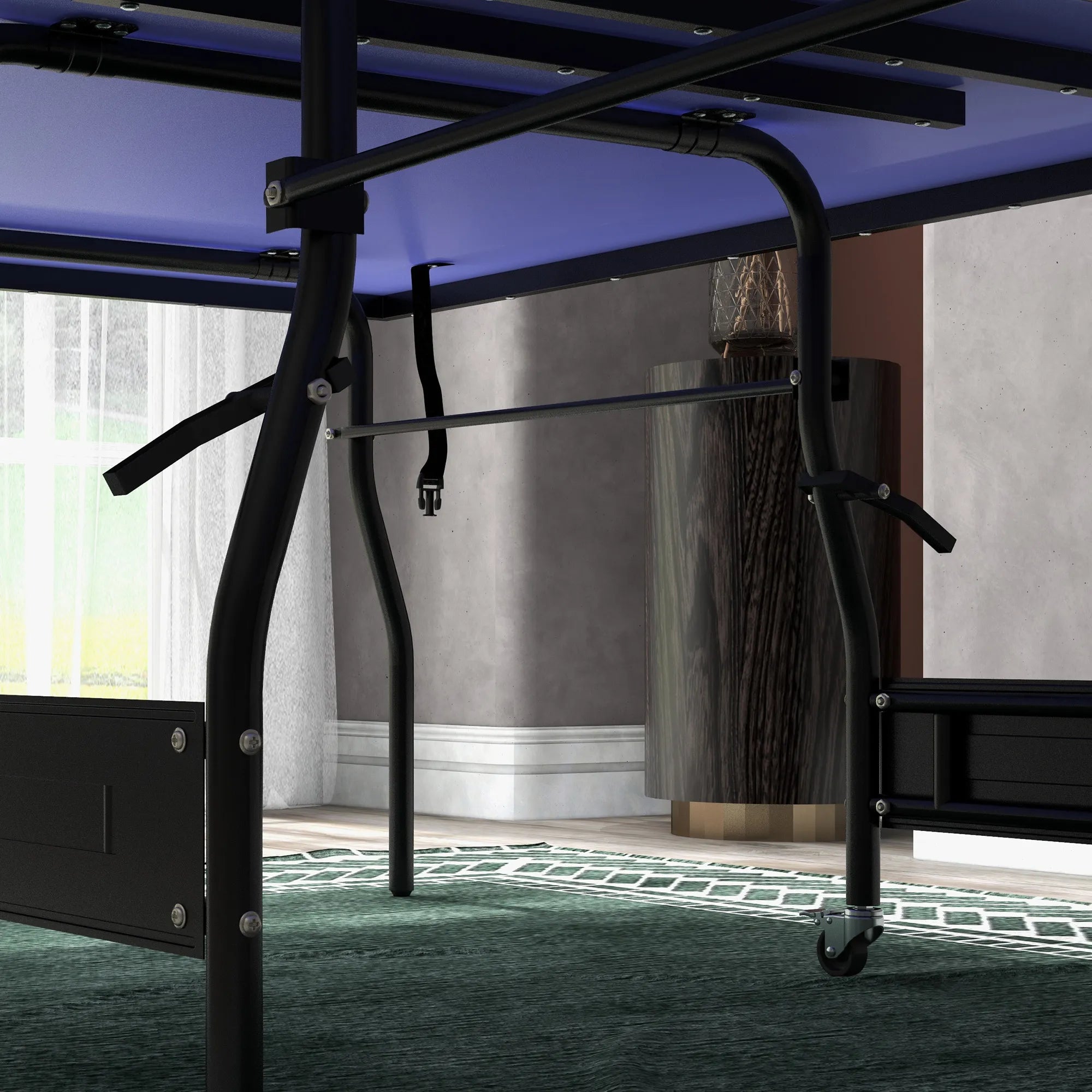 Stalo teniso stalas sulankstomas su tinklu ir raketėmis 274x153 cm mėlynas