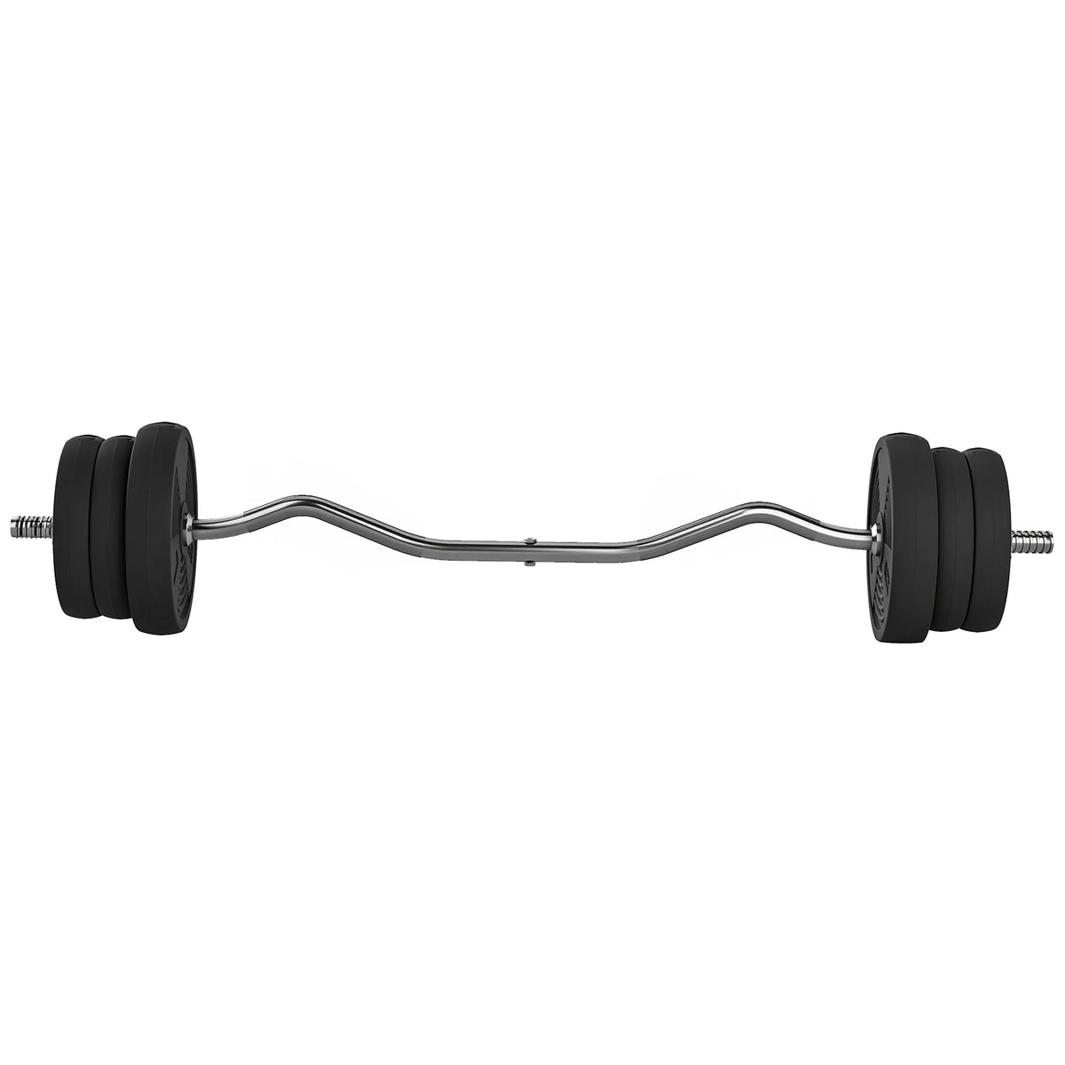 Štangos komplektas, 25 kg, lenkta neslystanti rankena, 6 svoriai