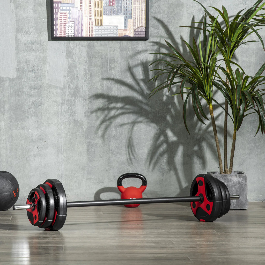 Štangos rinkinys 20 kg 2 x 5kg, 2 x 2,5kg, 2 x 1,25kg su reguliuojamais svoriais