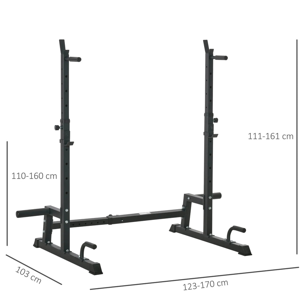 Štangos stovo matmenų schema: aukštis 110–160 cm, plotis iki 170 cm