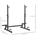 Štangos stovo matmenų schema: aukštis 110–160 cm, plotis iki 170 cm
