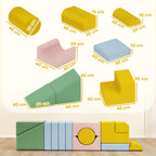 Statybiniai blokeliai 3D Foam, 12 vnt., vaikams nuo 3 metų, spalvoti