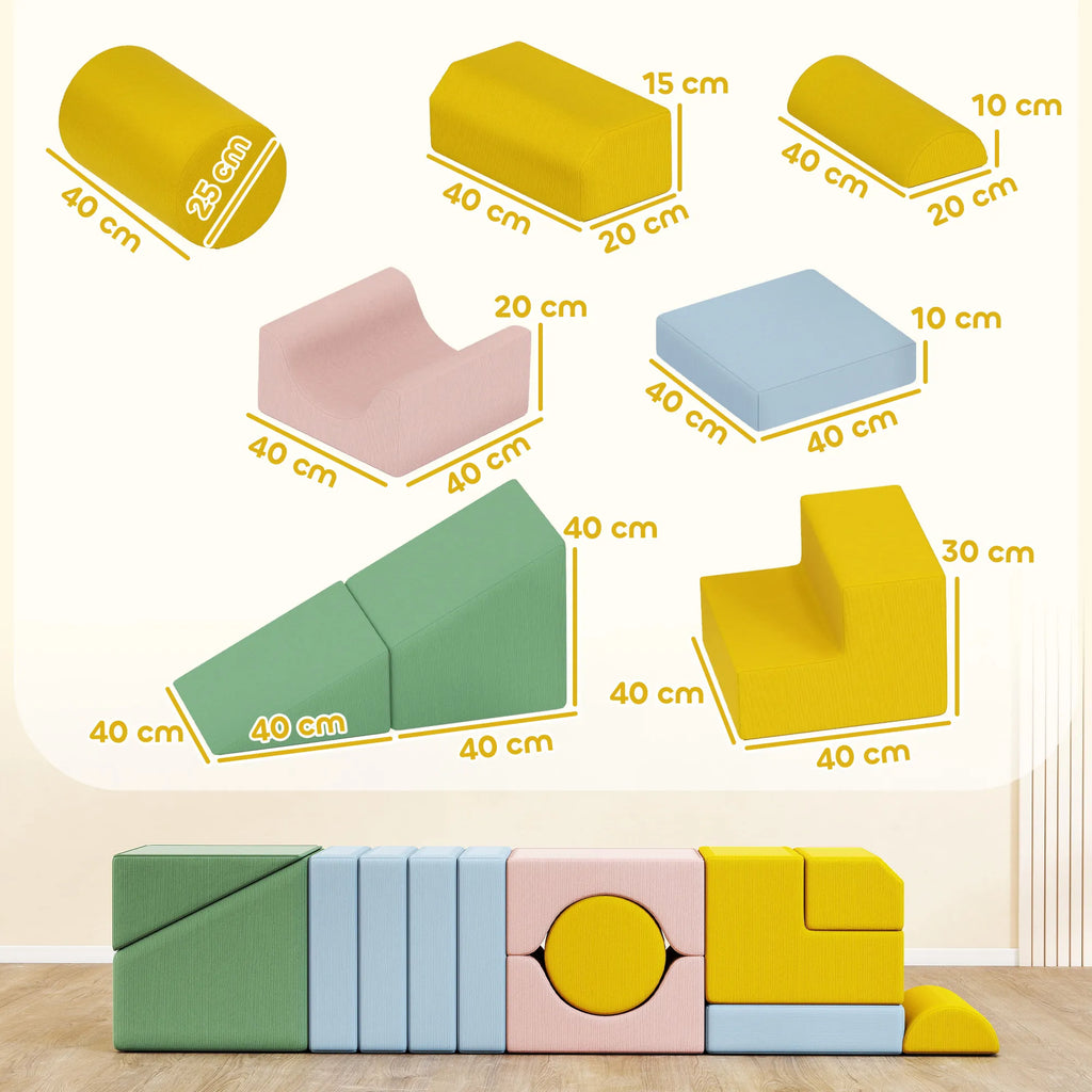 Statybiniai blokeliai 3D Foam, 12 vnt., vaikams nuo 3 metų, spalvoti