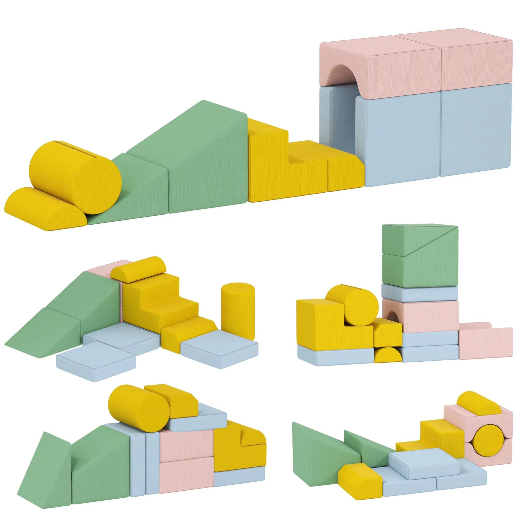 Statybiniai blokeliai 3D Foam, 12 vnt., vaikams nuo 3 metų, spalvoti