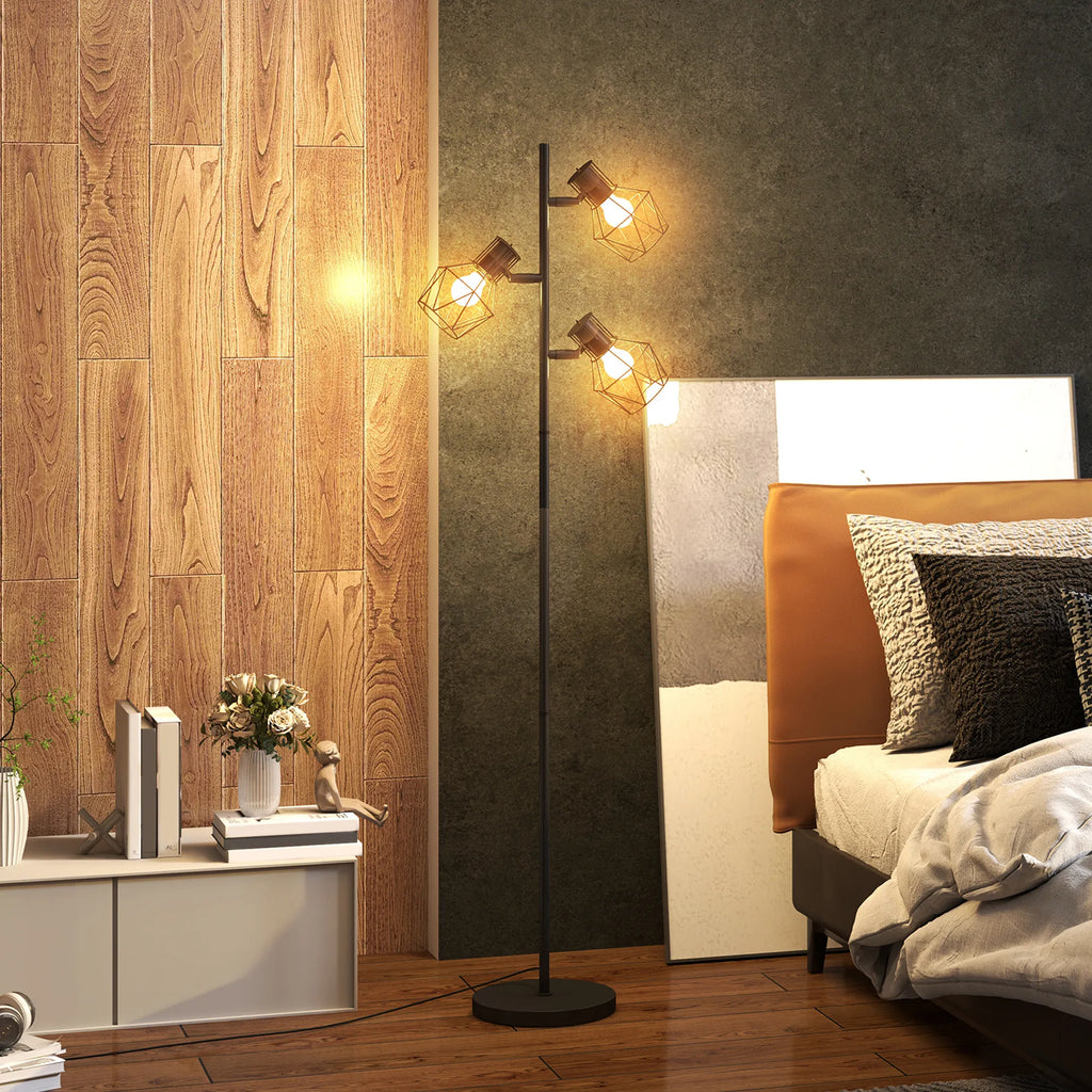Stehlampe 3 lempučių, reguliuojama, 169 cm, juoda