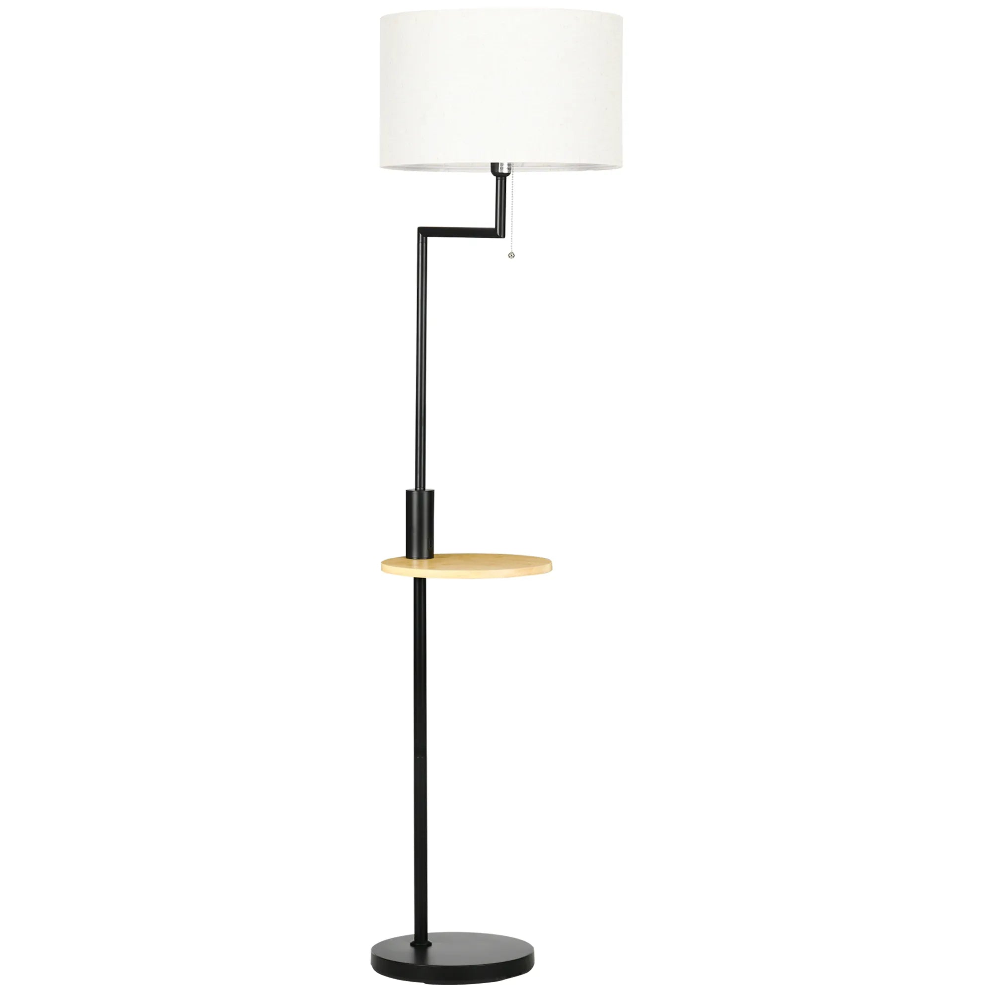 Stehlempa su lentynėle ir USB jungtimi, 170 cm, natūrali/juoda