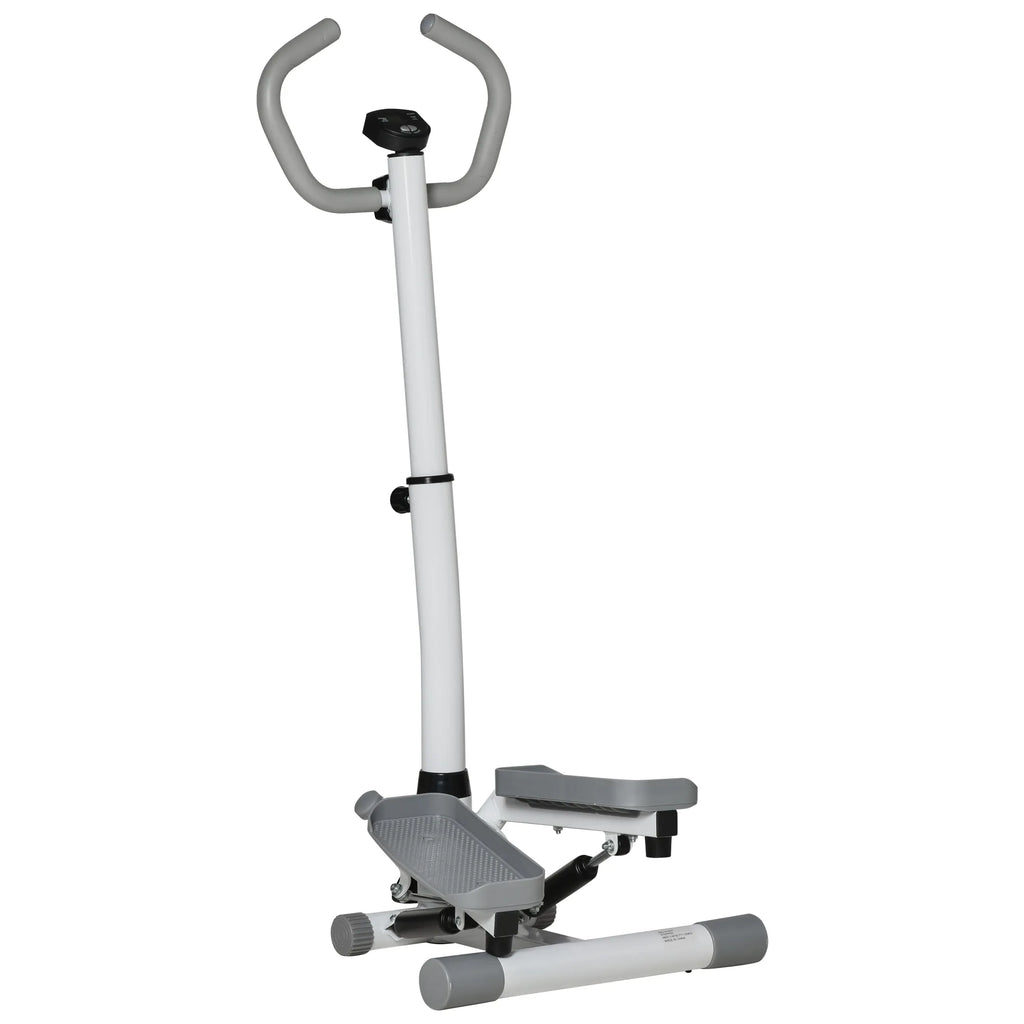 Steperis su LCD ekranu ir reguliuojama rankena, iki 100 kg, baltas/pilkas