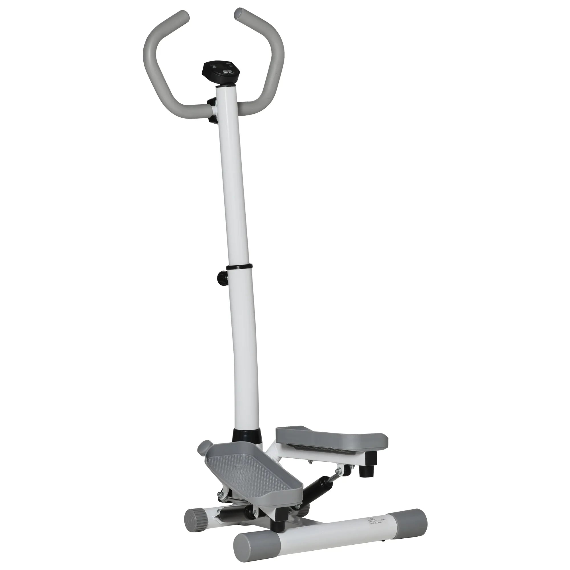 Steperis su LCD ekranu ir reguliuojama rankena, iki 100 kg, baltas/pilkas