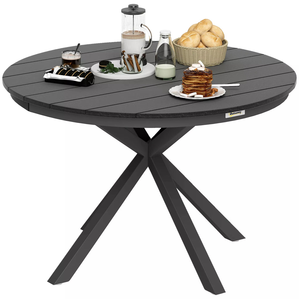 Apvalus sodo stalas Ø 118 cm su aliuminio rėmu, skirtas balkonui, verandai, terasai, juodos spalvos