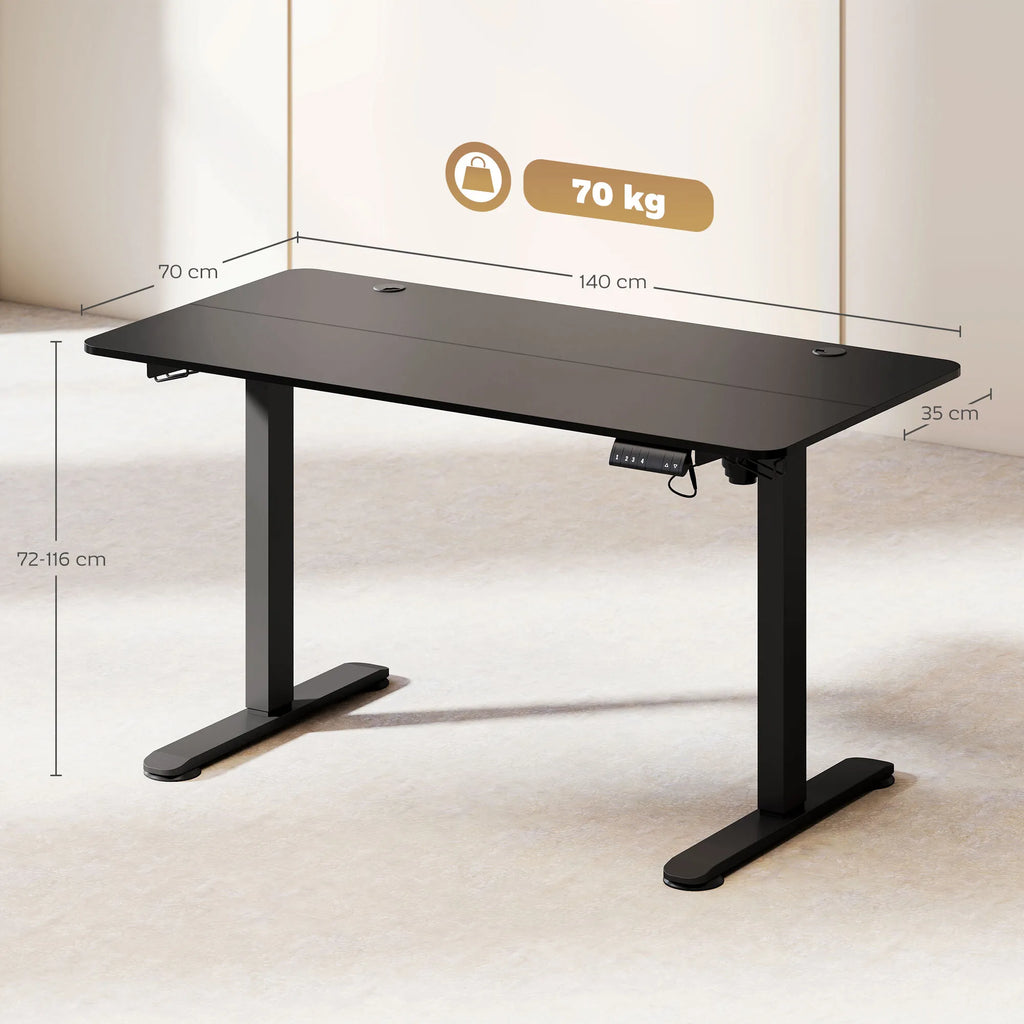 Stovimas stalas reguliuojamas, 140 x 70 cm, juodas