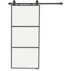 Stumdomosios durys su matiniu stiklu, bėgelių sistema, 91,4 x 203,2 cm, juodos