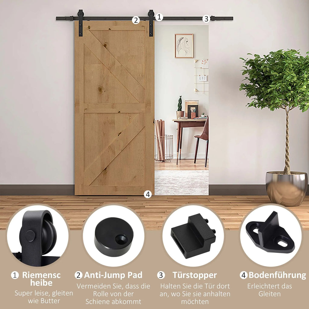 Stumdomų durų bėgelių sistema, iki 90 kg, 200 cm, juoda