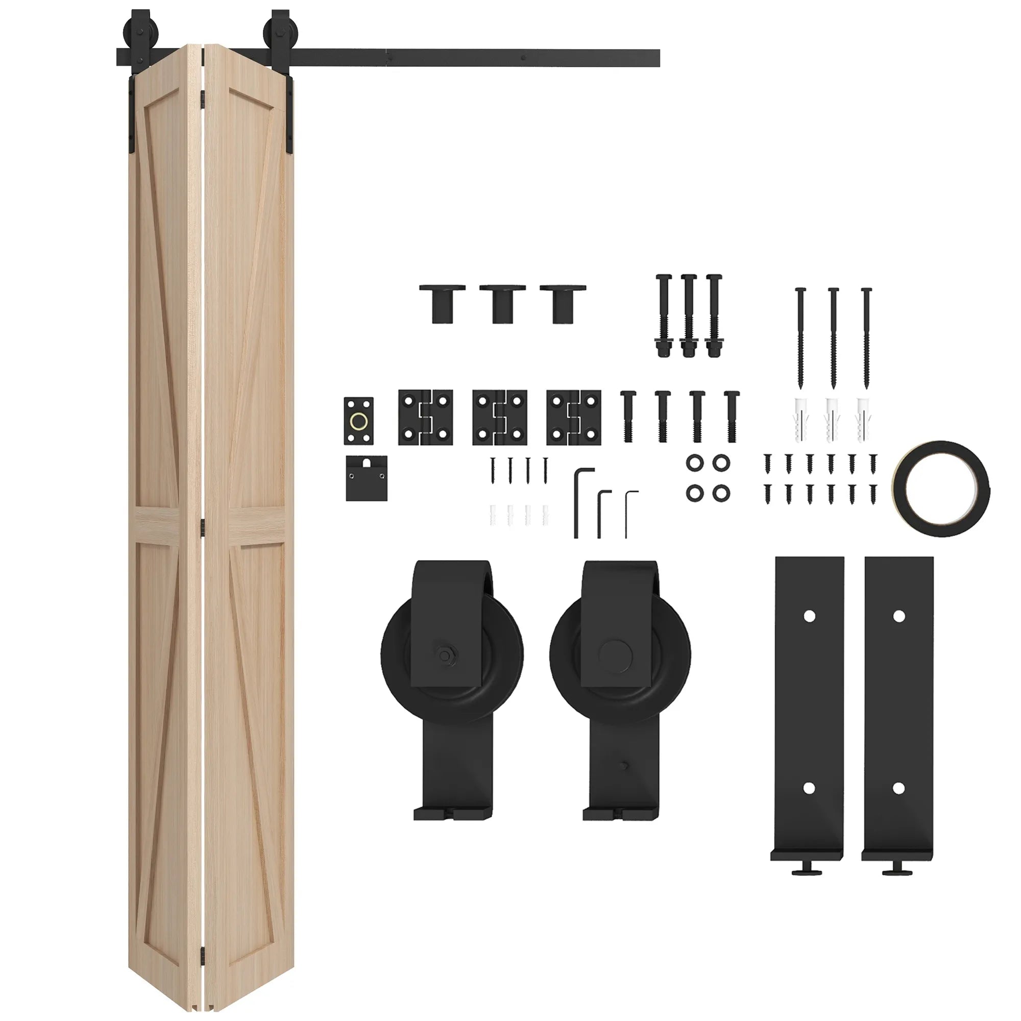 Stumdomų durų mechanizmas 122 cm, skirtas sulankstomoms durims, juodas