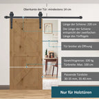 Stumdomų durų mechanizmas, iki 100 kg, rudas, 2 m