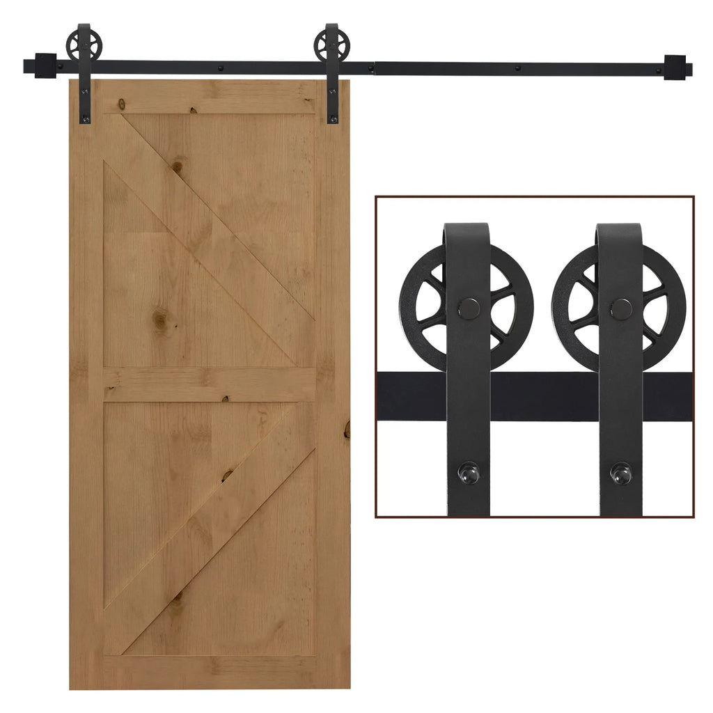 Stumdomų durų mechanizmas, industrinio stiliaus, iki 90 kg, juodas, 200 cm