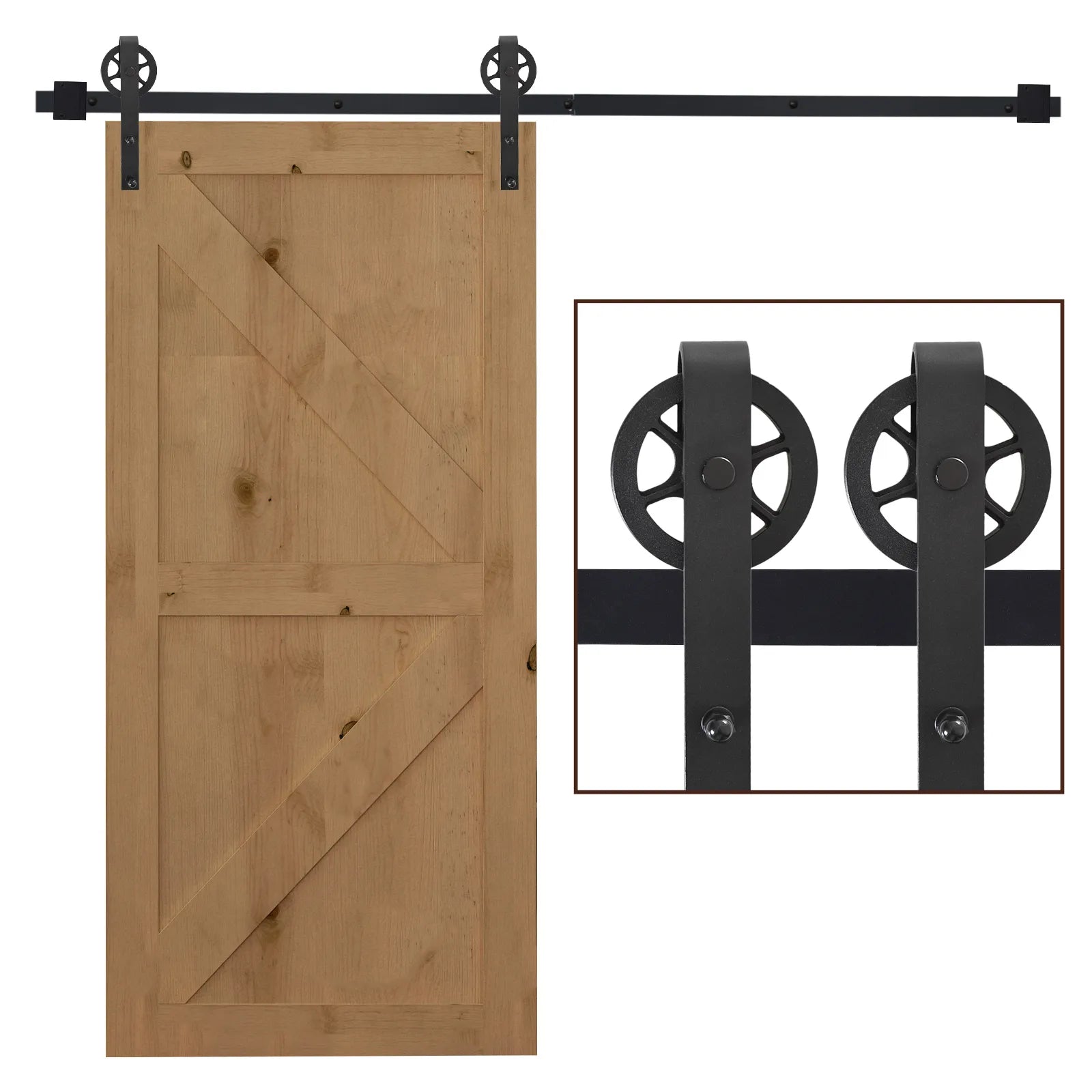 Stumdomų durų mechanizmas, industrinio stiliaus, iki 90 kg, juodas, 200 cm