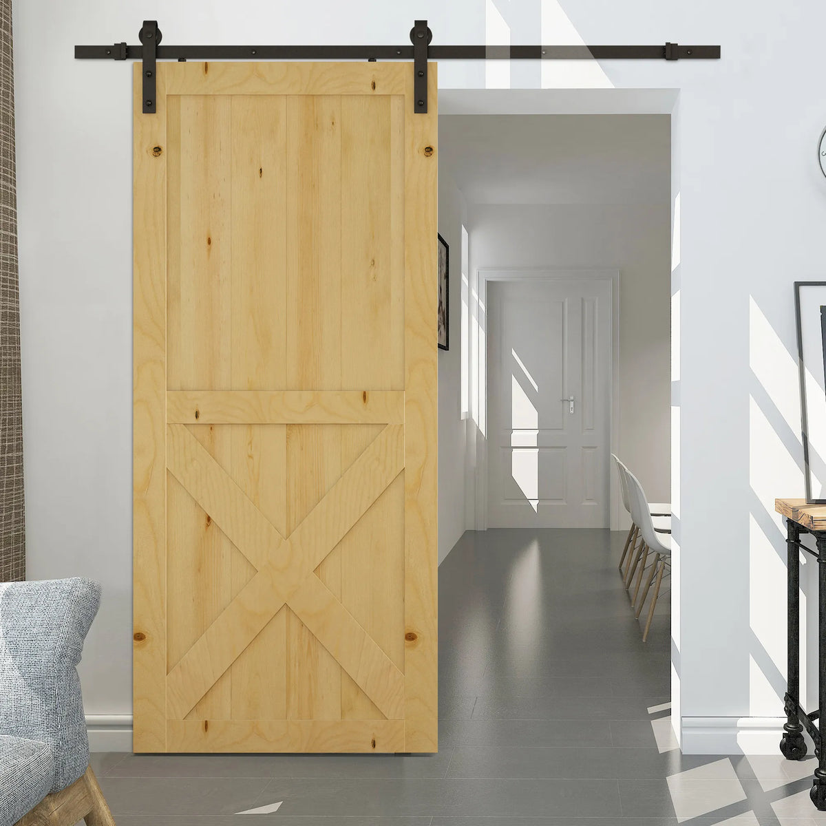 Stumdomų durų sistema su kreipiamaisiais bėgeliais, iki 100 kg, 2 m, juoda