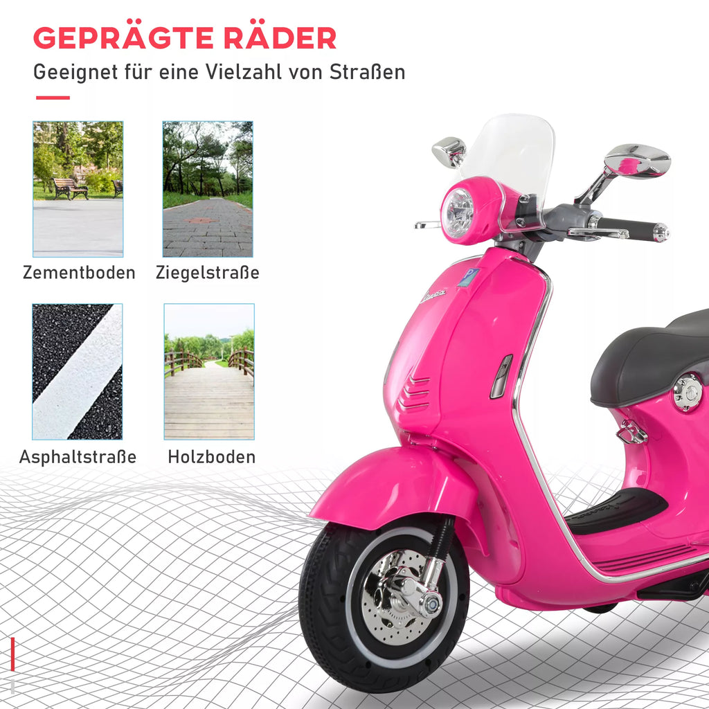 Elektrinis motociklas vaikams su MP3 grotuvu, žibintais, 3–6 metai, dirbtinė oda, metalas, 108 x 49 x 75 cm, rožinis