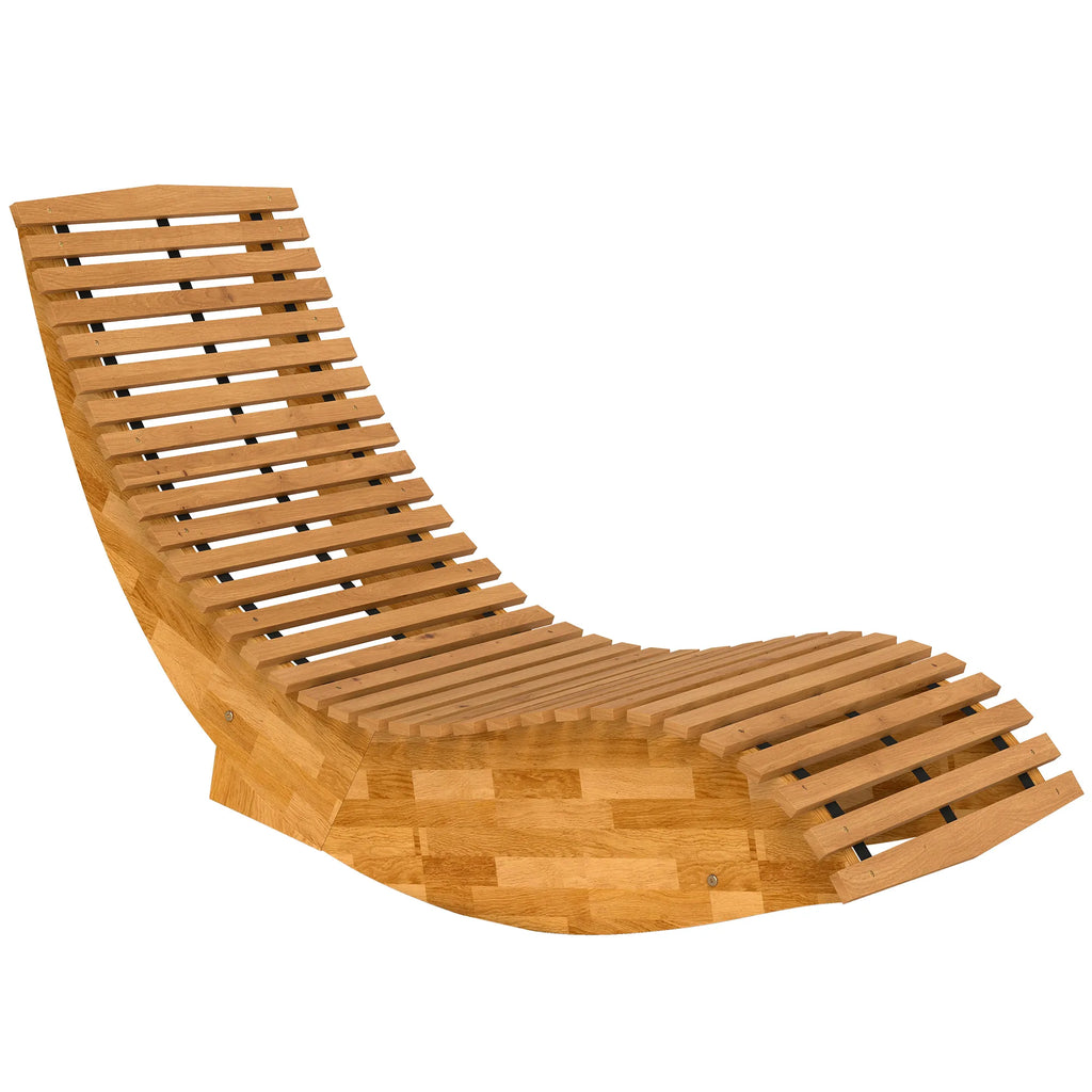 Sulankstoma ergonomiška sodo gultas iš akacijų medžio su S formos skersinių konstrukcija, 60 x 156 x 77 cm