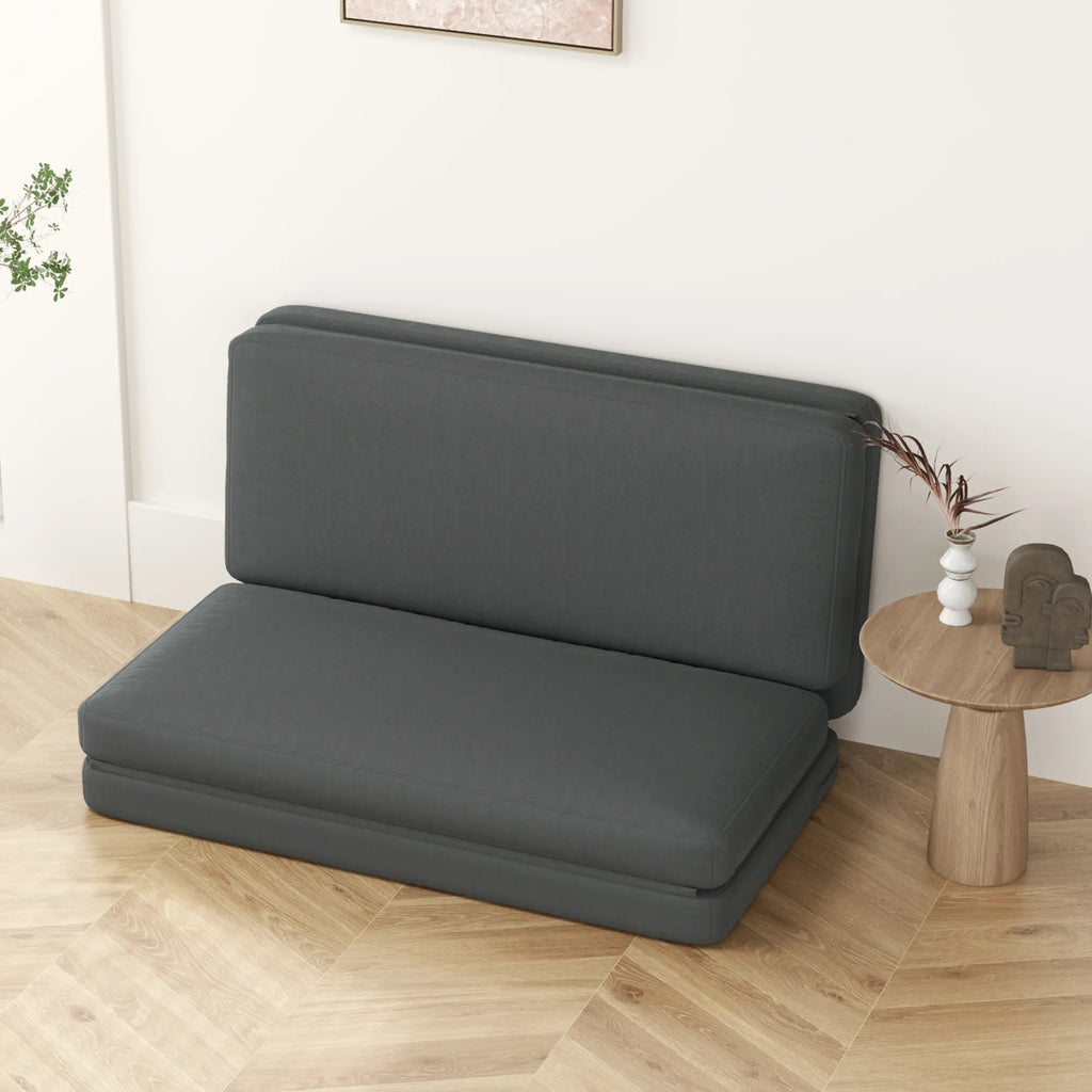 Sulankstoma grindų sofa, 3-in-1 transformuojamas krėslas, 138 cm, tamsiai pilka