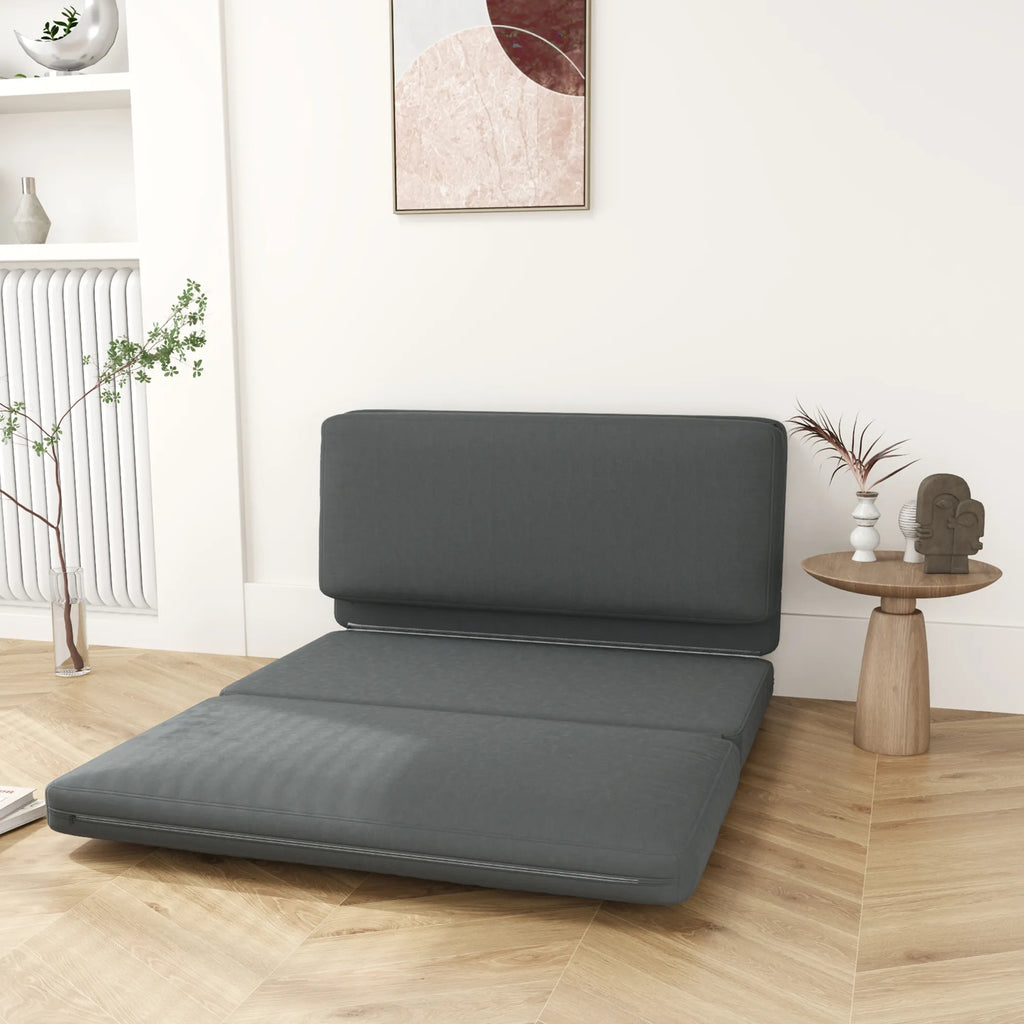 Sulankstoma grindų sofa, 3-in-1 transformuojamas krėslas, 138 cm, tamsiai pilka