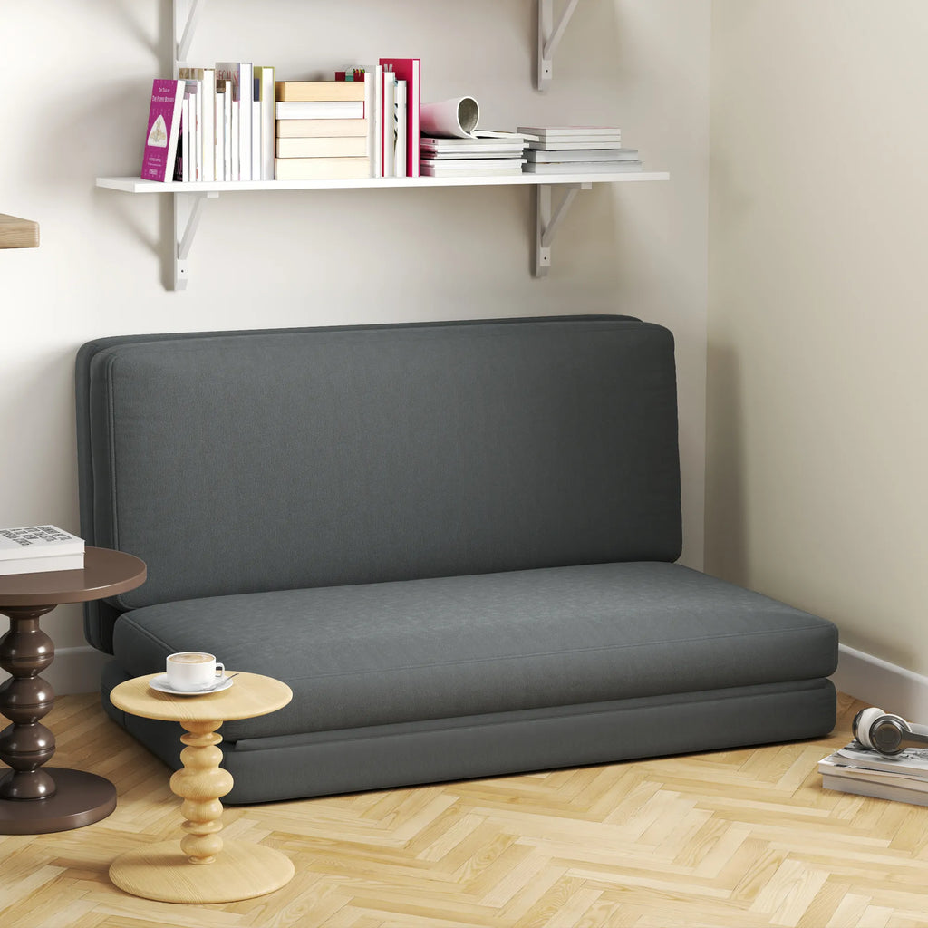Sulankstoma grindų sofa, 3-in-1 transformuojamas krėslas, 138 cm, tamsiai pilka