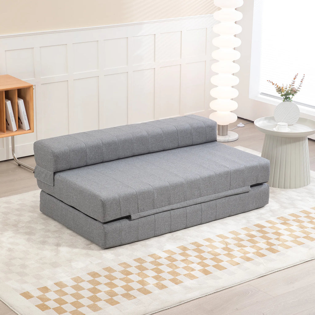 Sulankstoma grindų sofa-lova su miegojimo funkcija, iki 250 kg, pilka