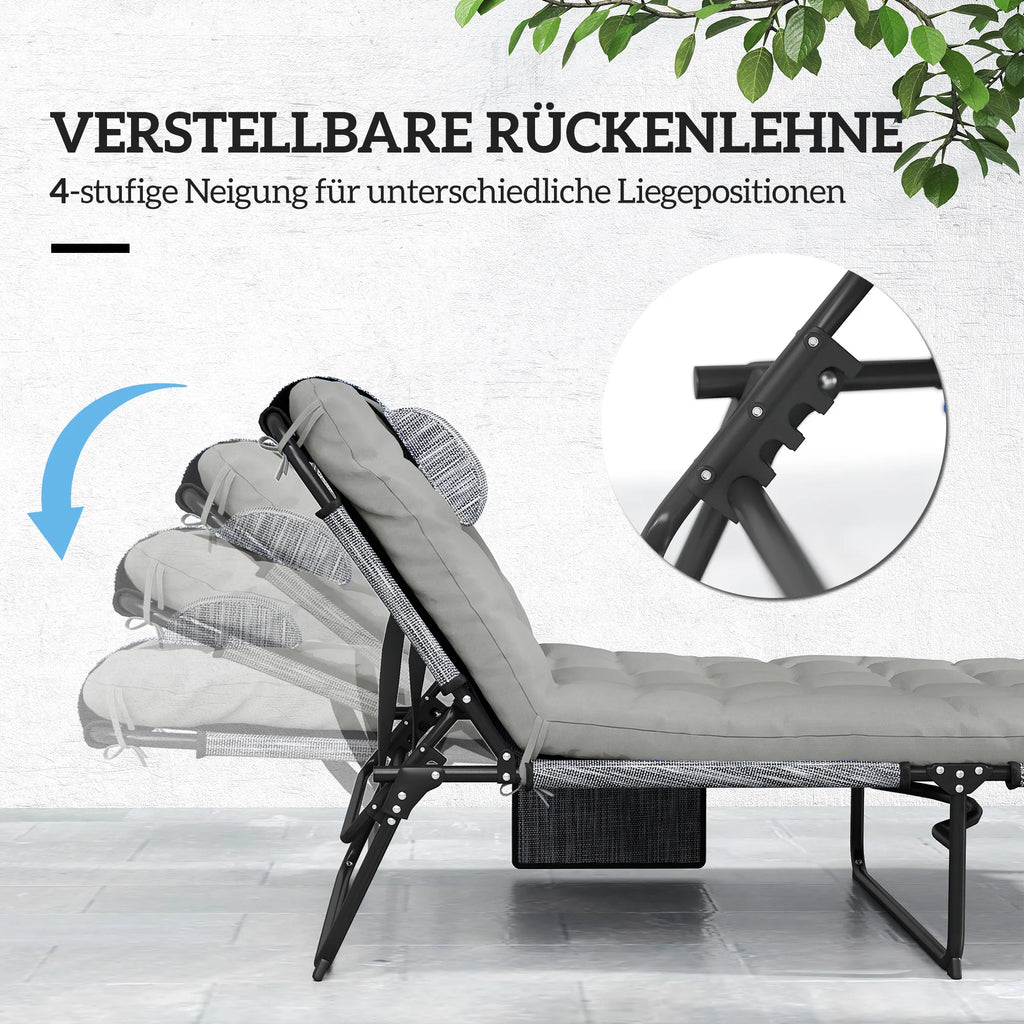 Sulankstoma gultas, 4 padėčių reguliuojama atrama, iki 120 kg, pilka