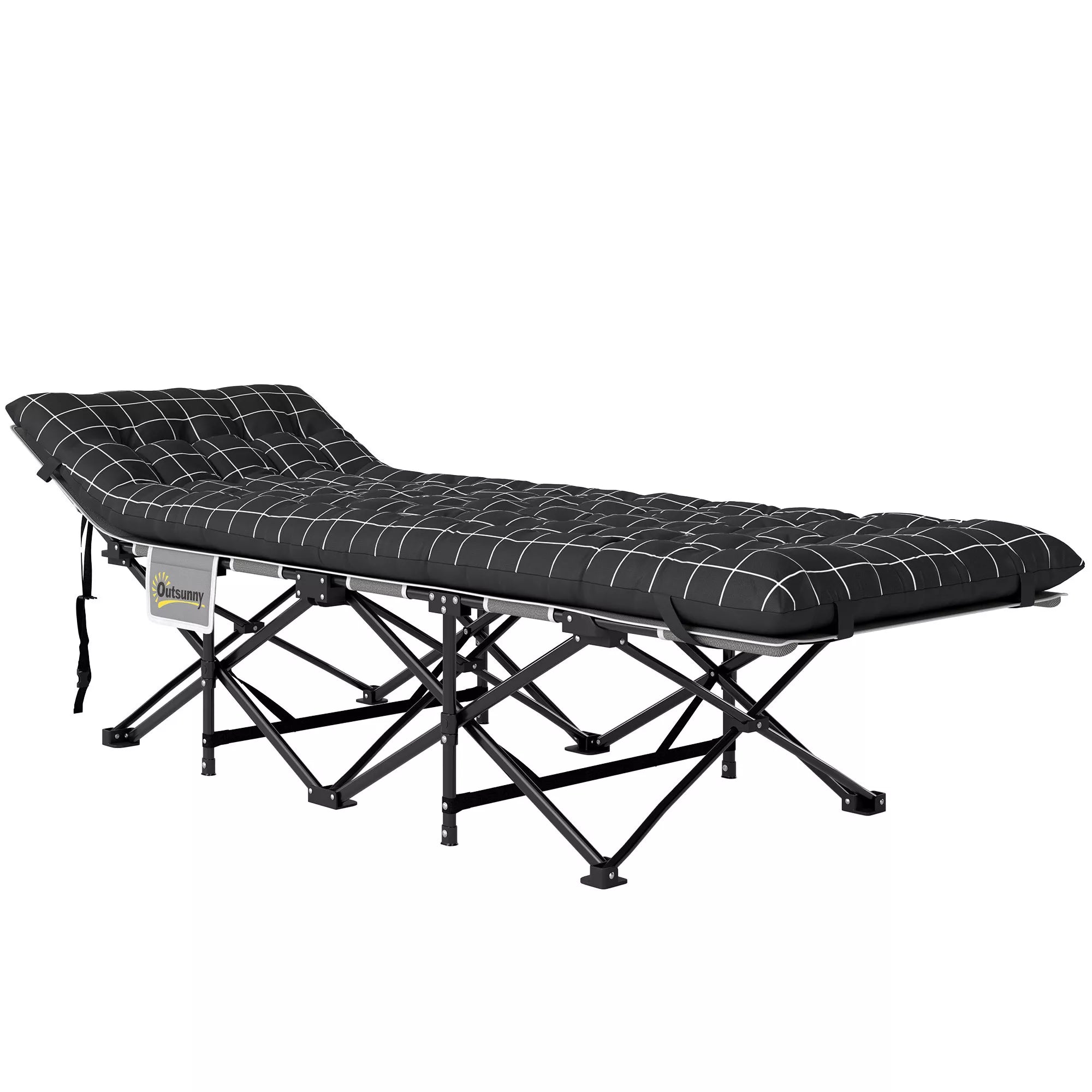 Sulankstoma kempingo lova su čiužiniu poliuretano 190x67 cm ergonomiška juoda
