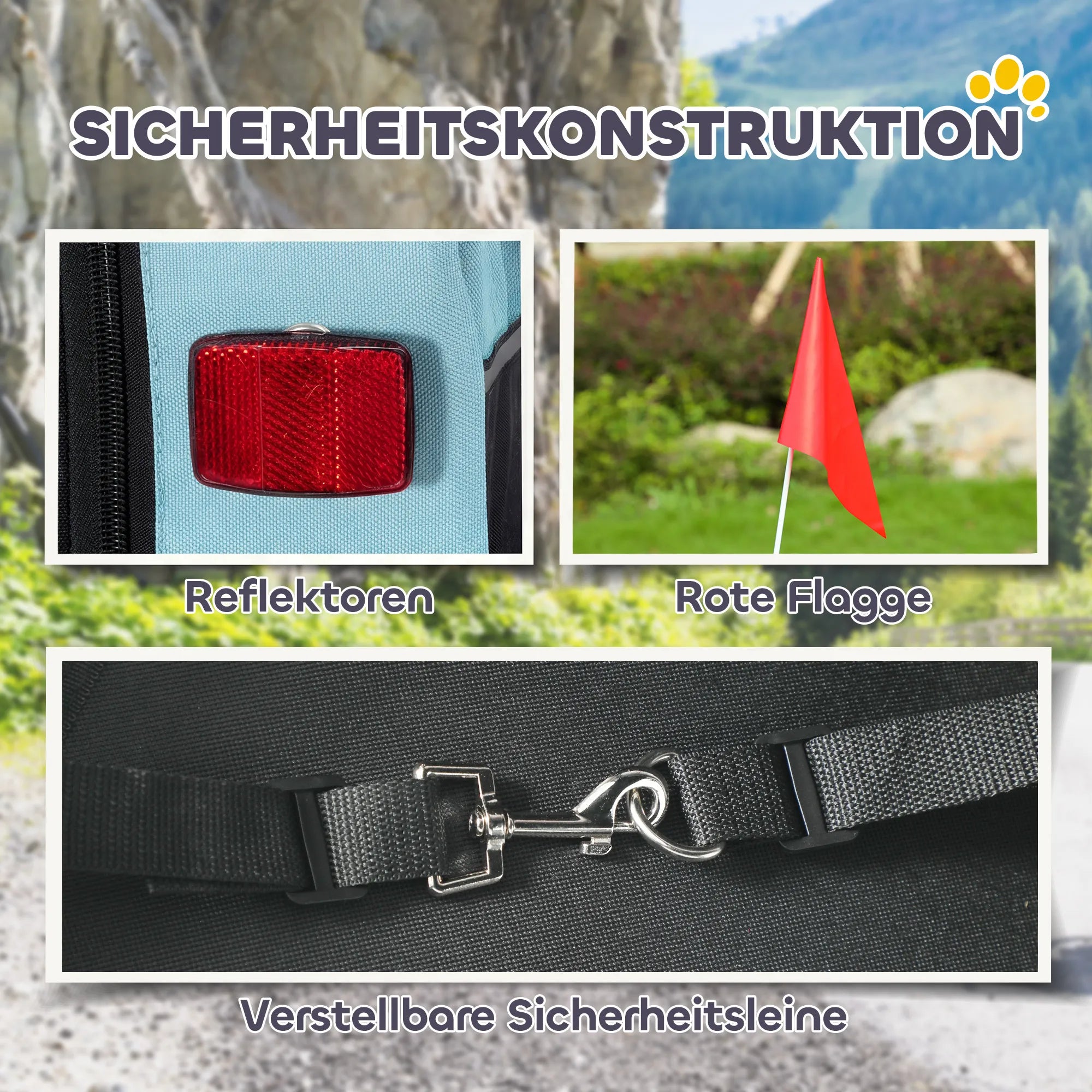 Sulankstoma priekaba šunims poliesterio 143x70x90 cm iki 20 kg šviesiai mėlyna