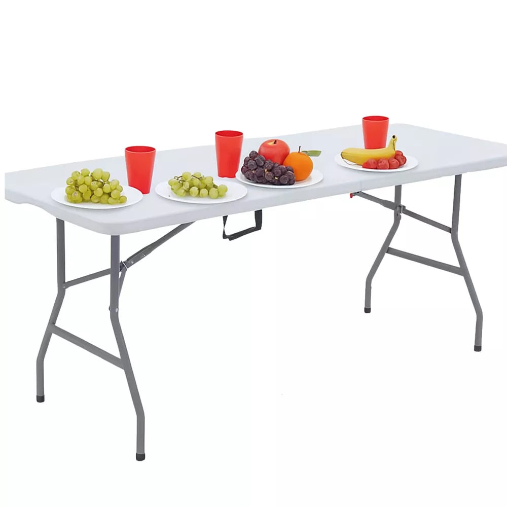 Sulankstomas banketinis stalas su fiksatoriumi, 180 × 74 cm, baltas