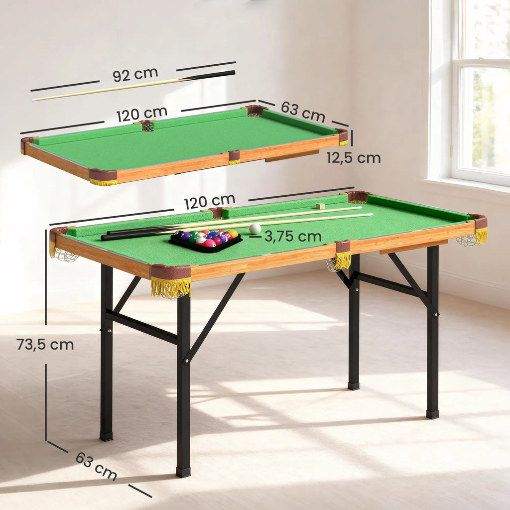 Sulankstomas biliardo stalas, 120 cm, žalias