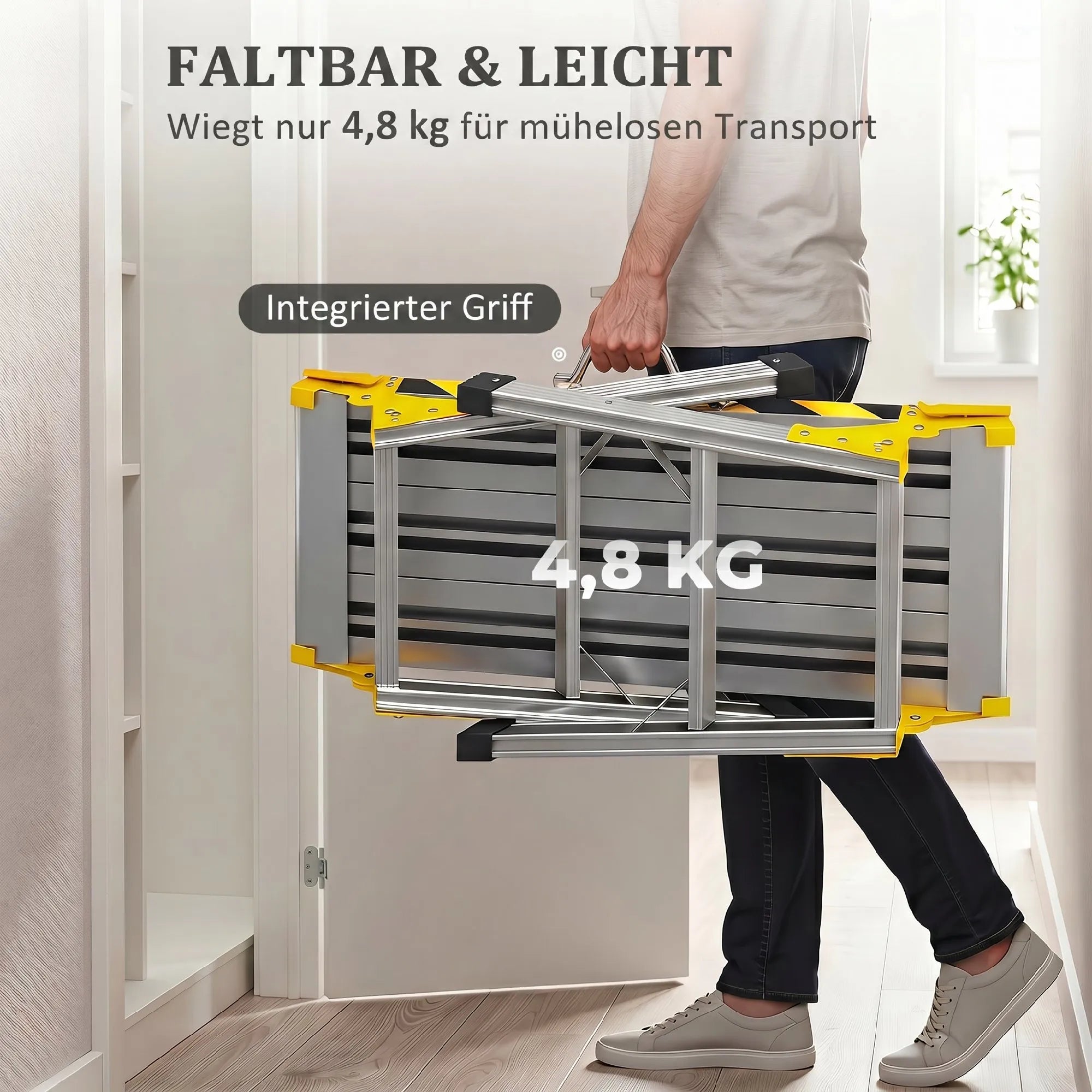 Sulankstomas darbastalis su rankena, iki 150 kg, juodas