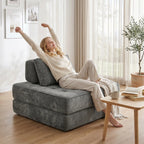 Sulankstomas fotelis-lova, 2-in-1, pilkos spalvos