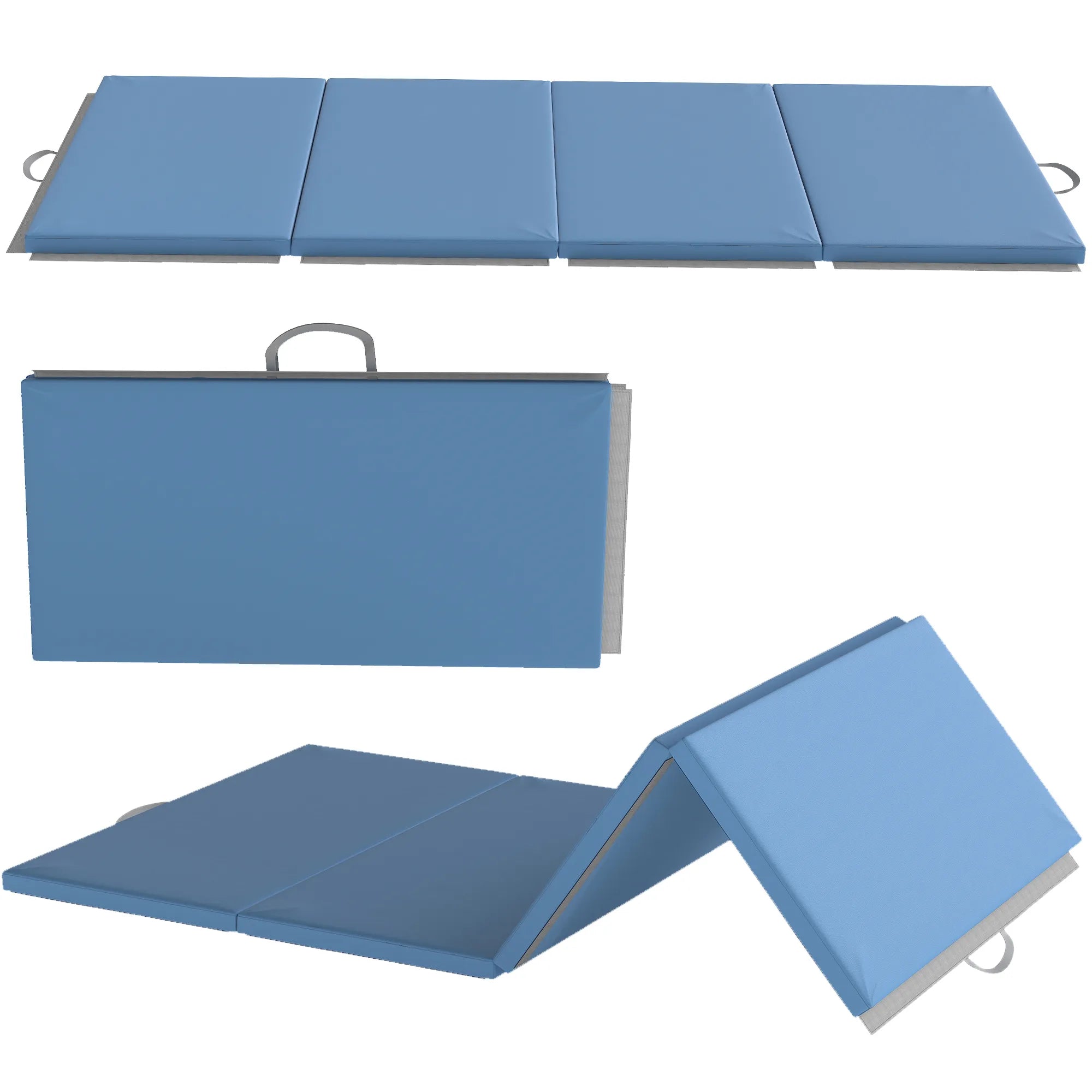 Sulankstomas gimnastikos kilimėlis 240 x 120 cm, šviesiai mėlynas
