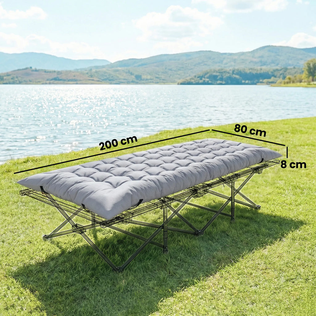 Sulankstomas kempingo čiužinys kempingui 200 x 80 cm poliesteris šviesiai pilkas