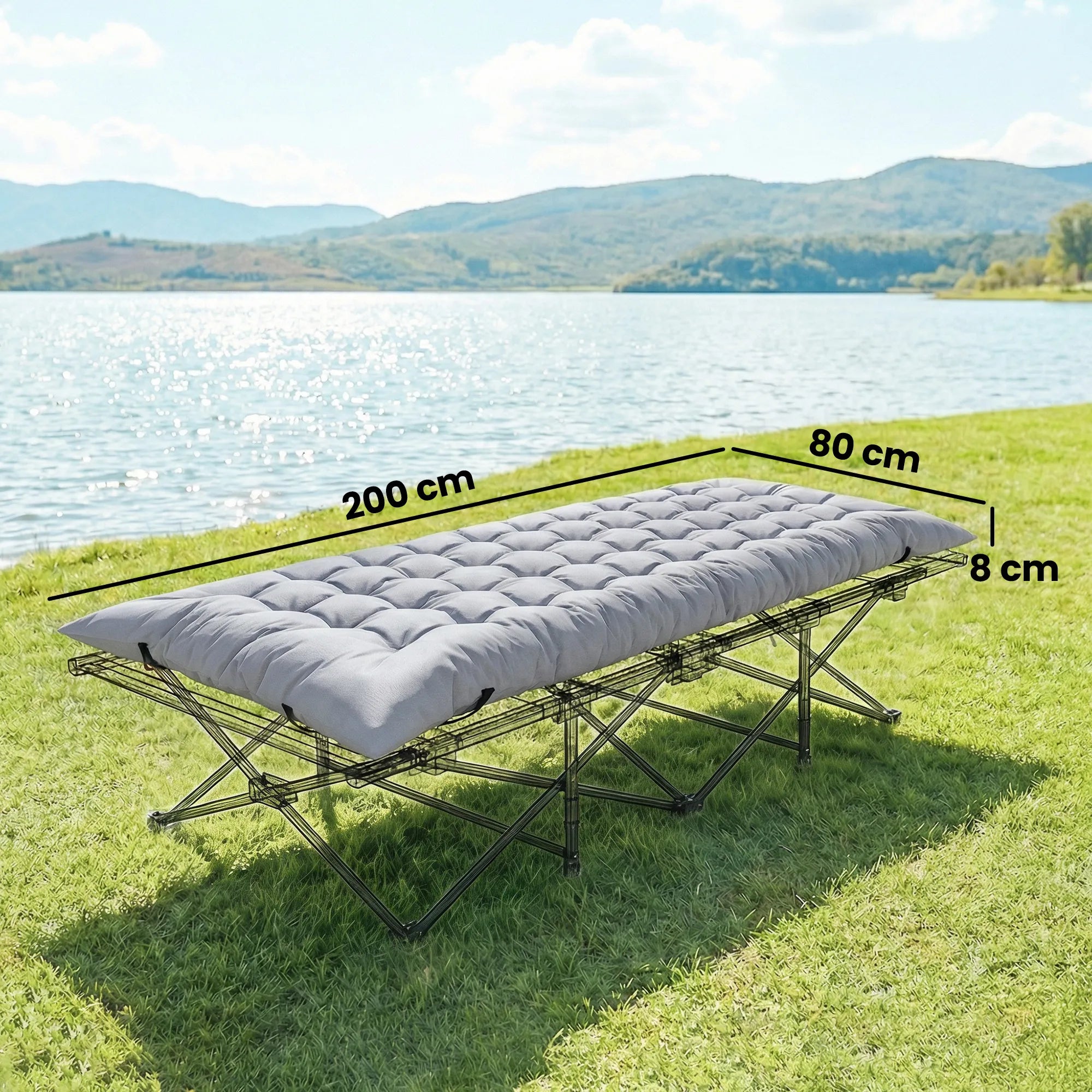 Sulankstomas kempingo čiužinys kempingui 200 x 80 cm poliesteris šviesiai pilkas