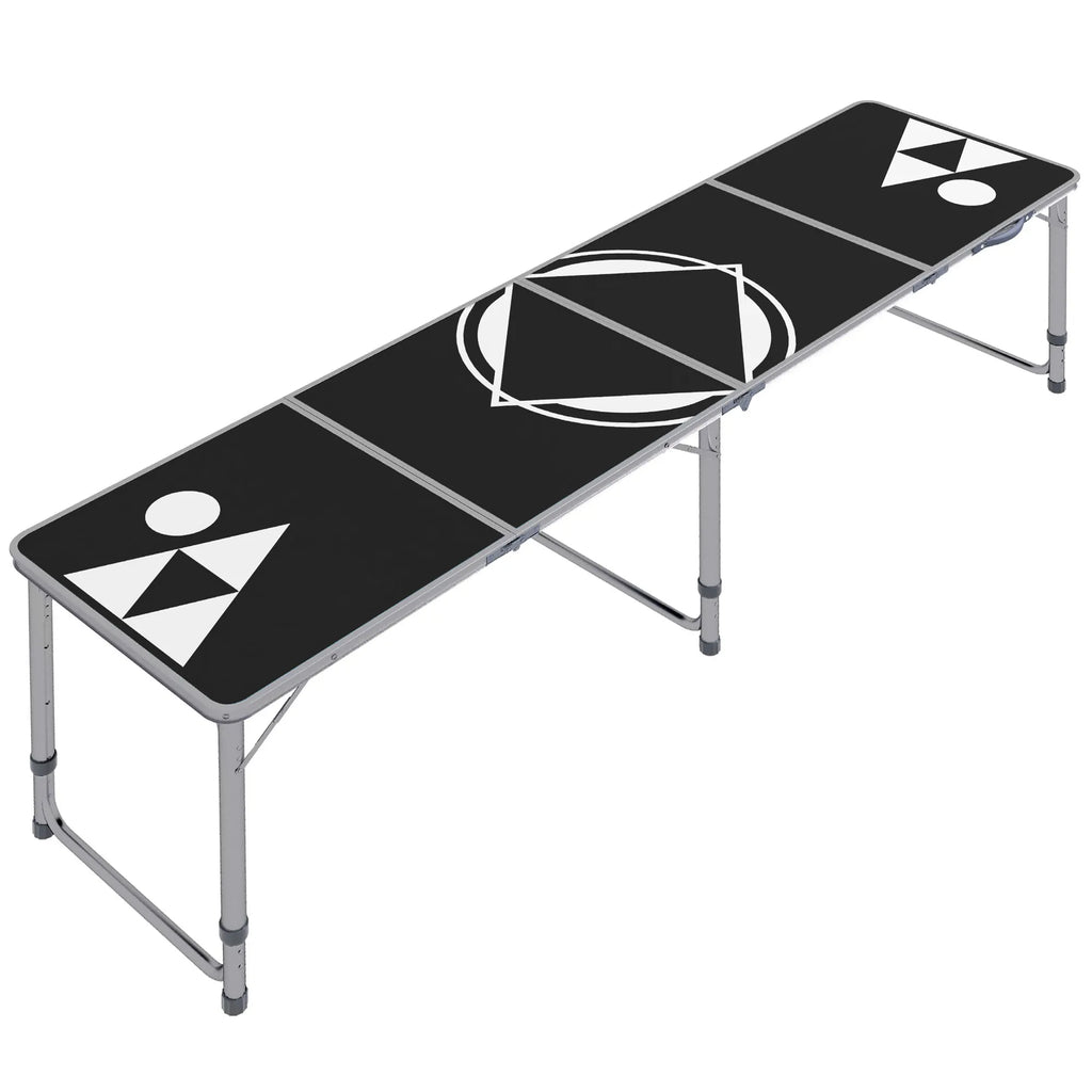 Sulankstomas kempingo stalas, reguliuojamo aukščio, iki 20 kg, 240 x 60 cm, juodas