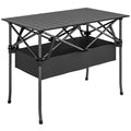 Sulankstomas kempingo stalas su tinkleliu metalinis 93x55 cm juodas