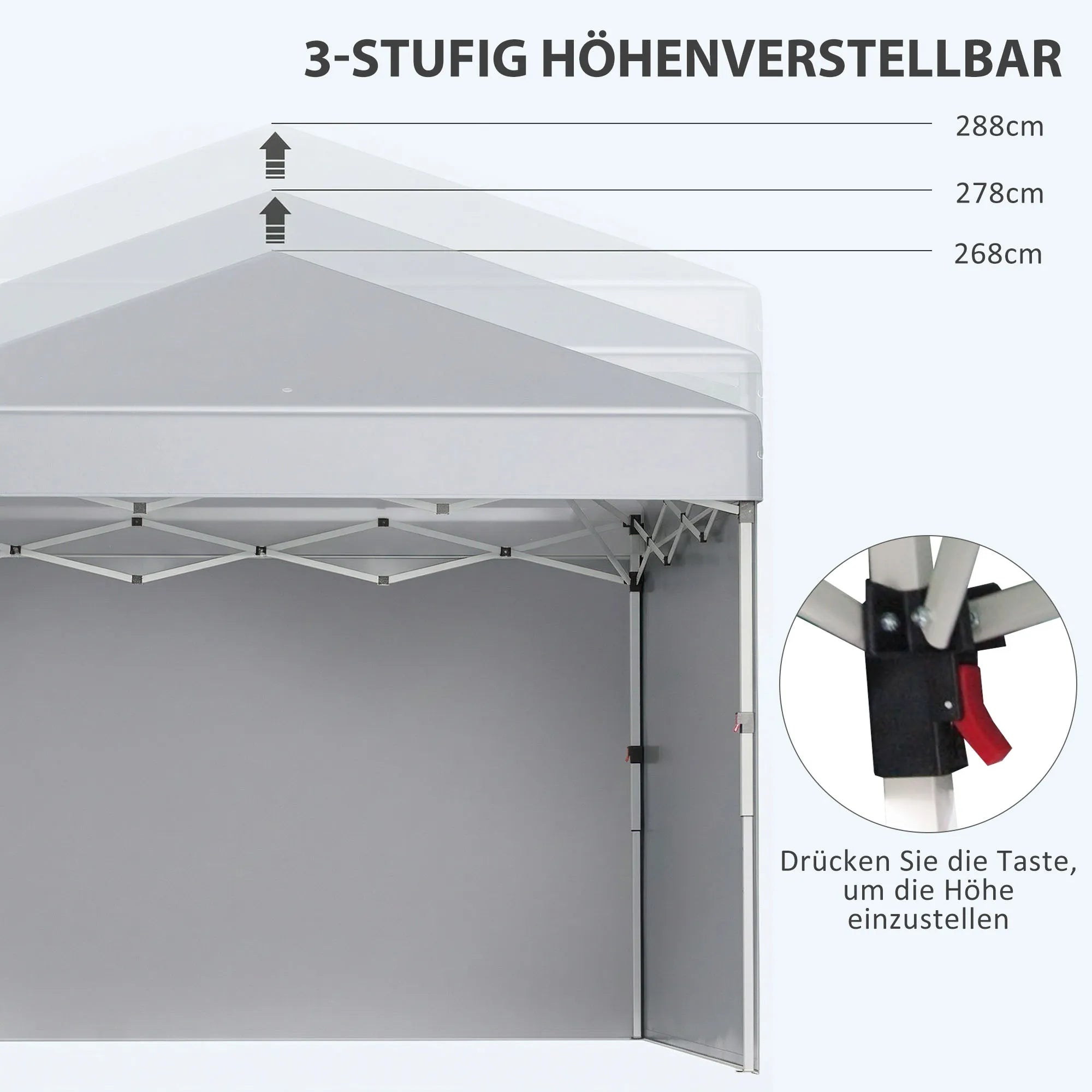 Sulankstomas pavėsinės palapinė su šoninėmis sienelėmis, 3x3 m, šviesiai pilka