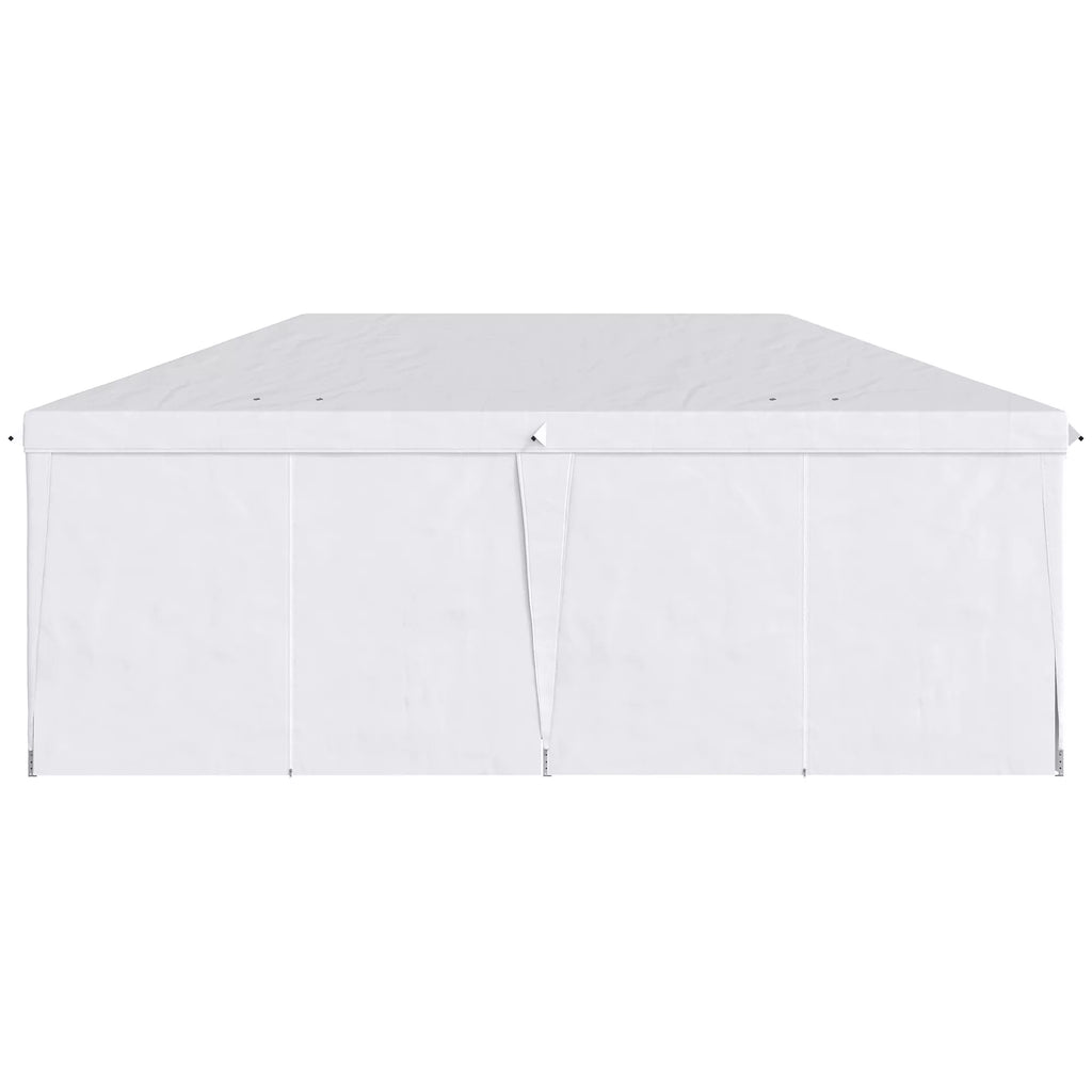 Sulankstomas paviljonas 6x3 m su sienelėmis ir langais, baltas