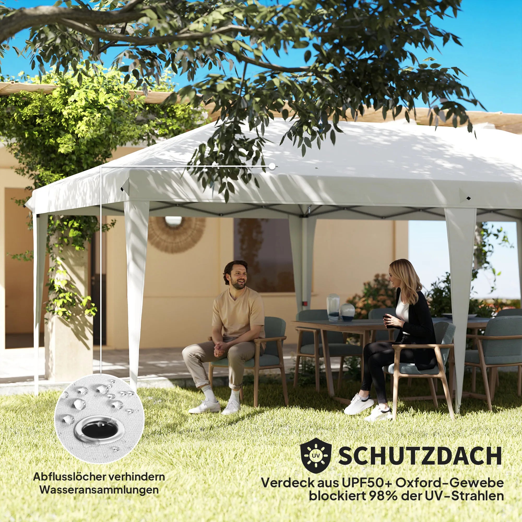 Sulankstomas paviljonas 6x3 m su sienelėmis ir langais, baltas