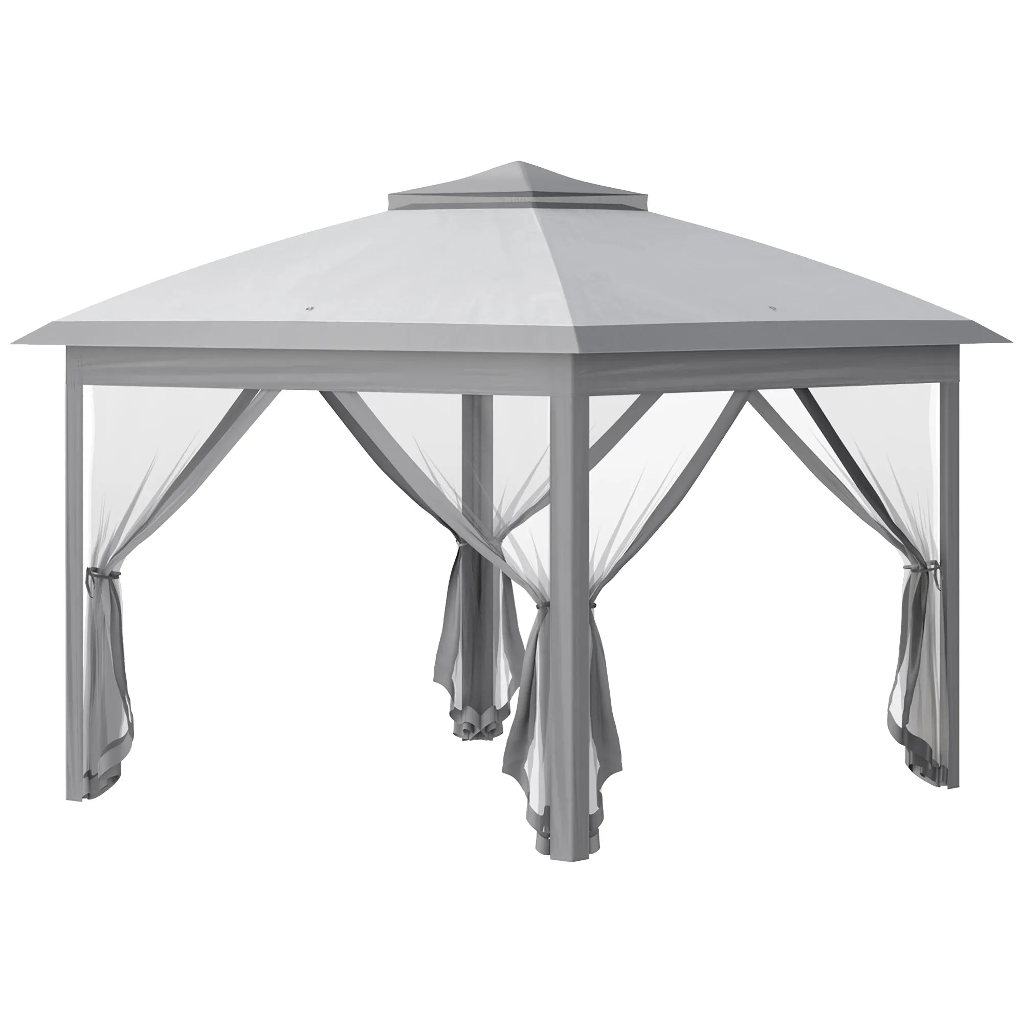 Sulankstomas paviljonas, sodo palapinė 330x330 cm, su tinkleliais nuo vabzdžių, pilkas