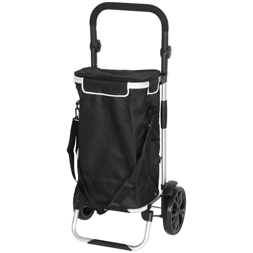 Sulankstomas pirkinių vežimėlis 3-in-1 su šaldymo skyriumi, 25 kg, juodas